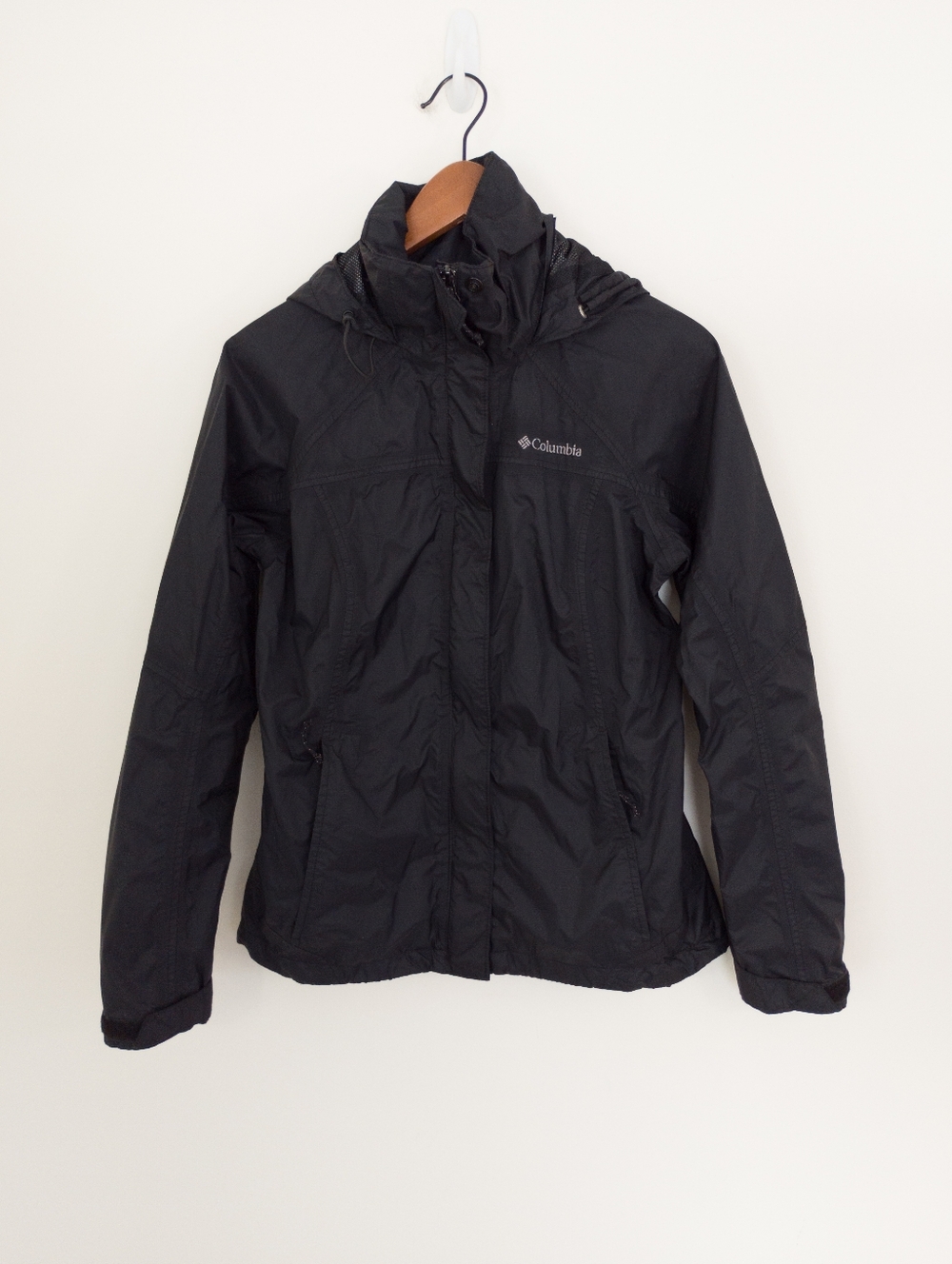 Columbia Arcadia II Black Waterproof Hooded Rain Jacket Gorpcore Size M